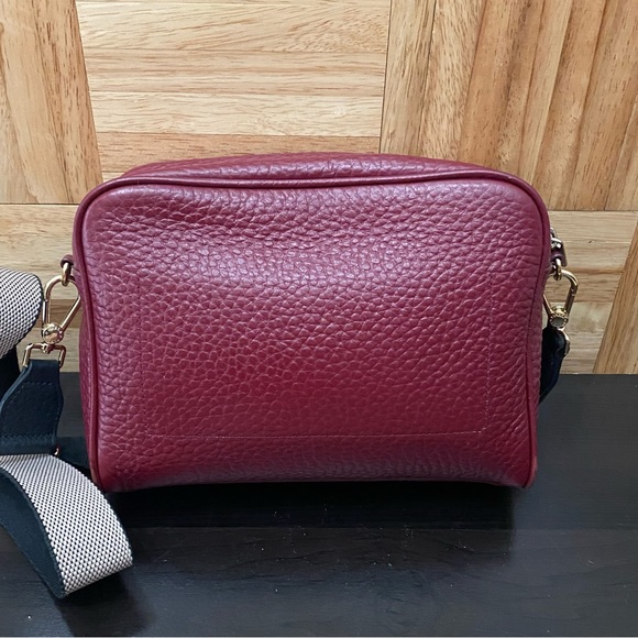 FURLA Avril BAPWAVR Burgundy Wine Pebbled Leather Guitar Strap Crossbody Bag - Picture 3 of 16